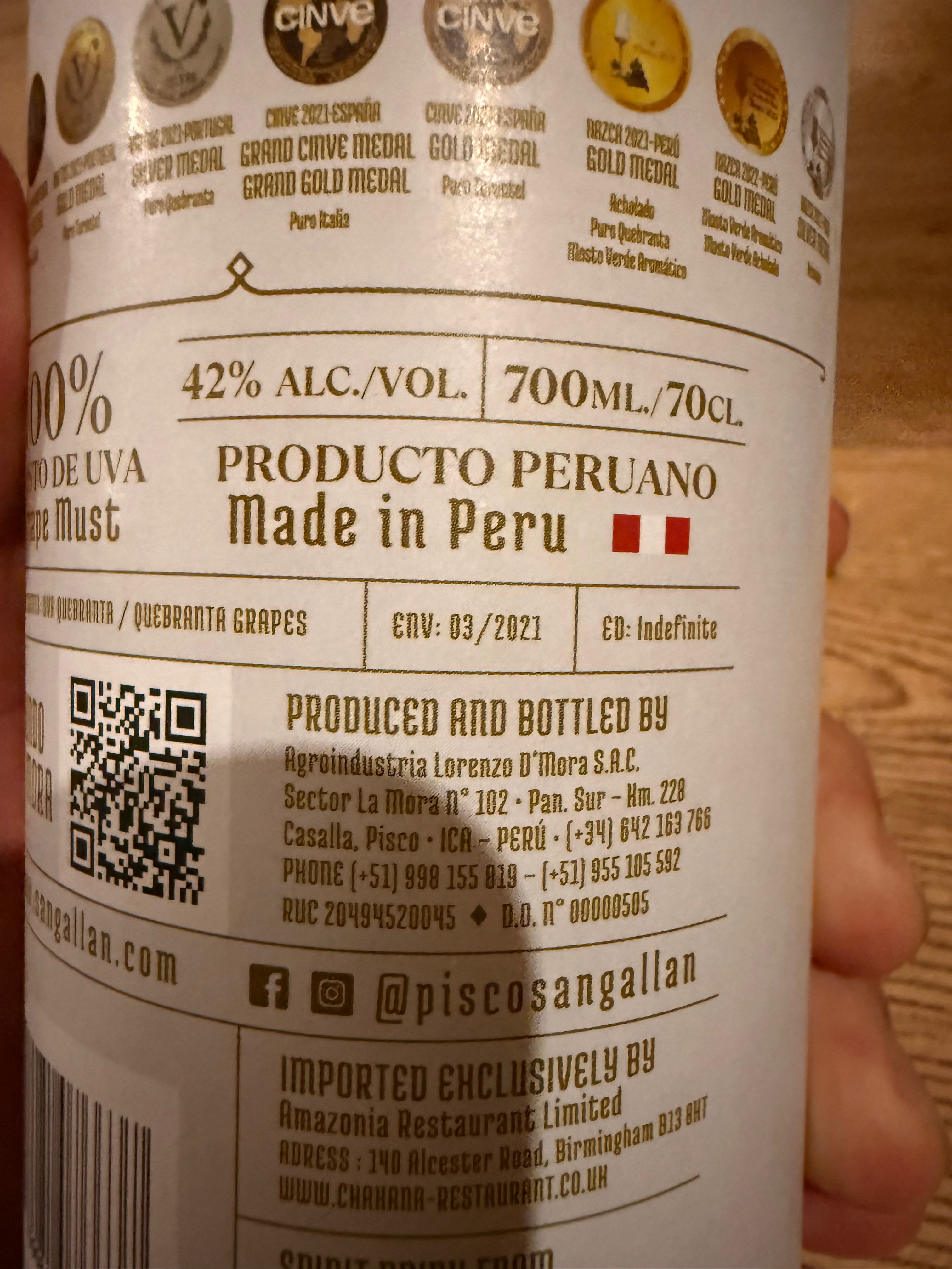 Pisco San Gallán Quebranta 75cl – Premium Peruvian Pisco